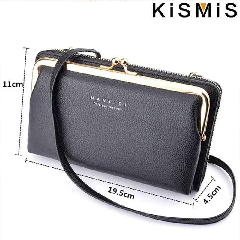 Ladies Crossbody Bag Double Layer PU Leather Handbag for Women Casual Shoulder Purse Wallet Clutch Everyday Use Travel