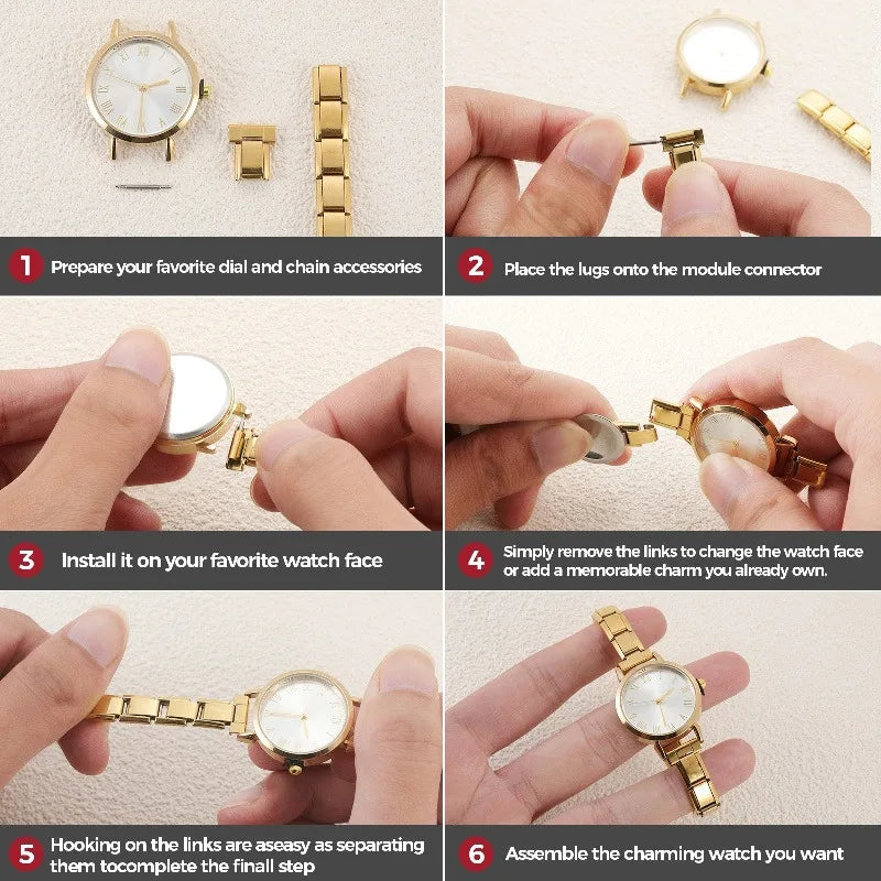 New Fashion Men Women's DIY 9mm Width Italian Elastic Charm Stainless Square Round Watch Bracelet Bangle For Birthday Gifts