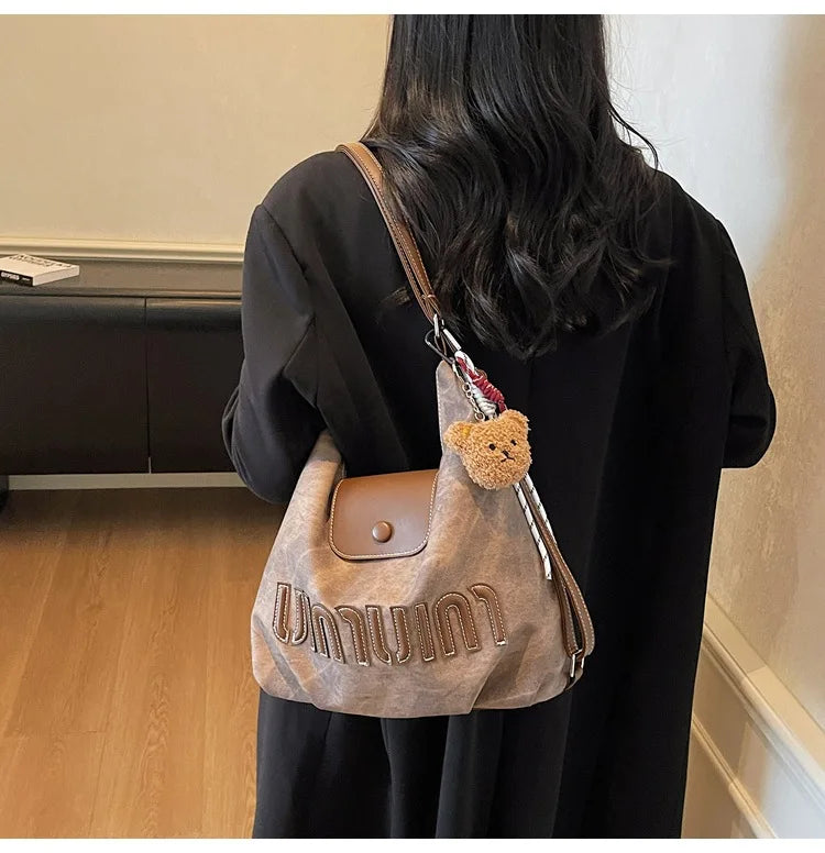 2026 Brown Suede Convertible Tote Backpack, Large Capacity 3-in-1 Work Bag, Adjustable Crossbody Shoulder Bag for Women Commute