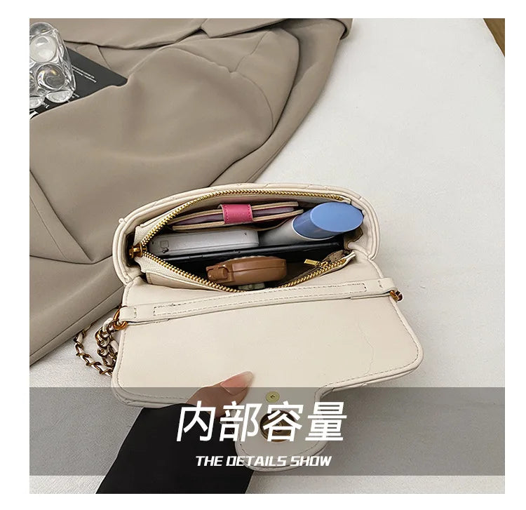 Fashion Design Women's Small Square Stylish Handbag Luxury Chain Crossbody Shoulder Handbags Luxury Embroidered Check Square Bag