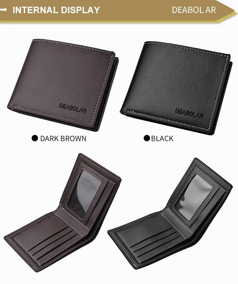 Minimalist Bifold Multi Male Card Holder High Quality PU Leather Men's Short Wallet With ID Window Folding Young Credit Purse