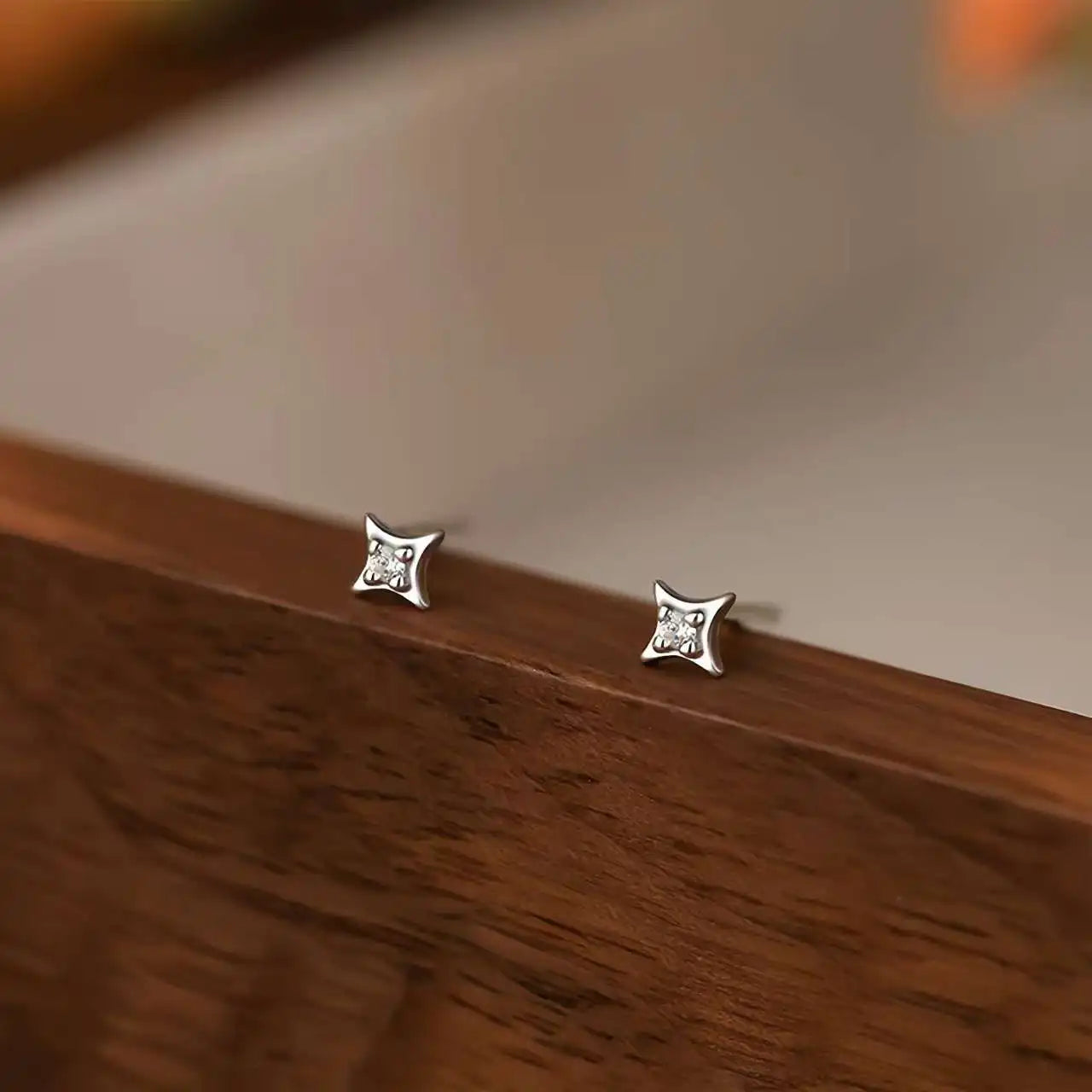 Real 925 Sterling Silver Zircon 4mm Star Tiny Stud Earrings for Women Fine Jewelry Minimalist Ear Hole Care Accessories