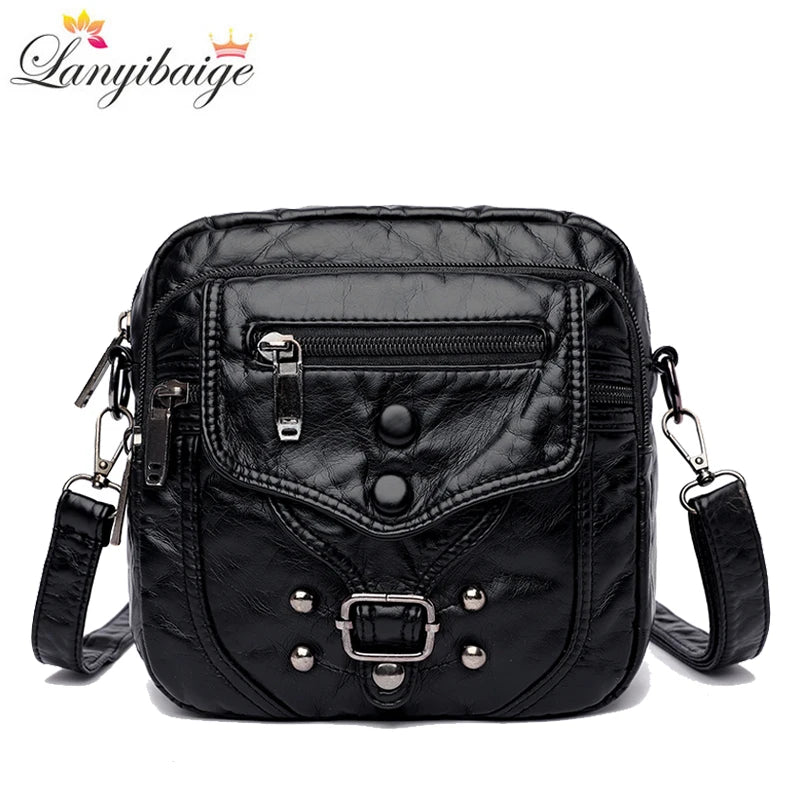 Many Pockets Shoulder Crossbody Bags for Women 2022 Brand Designr Soft Leather Handbags Leisure Style Ladies Messenger Bags Sac