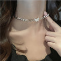 Zircon Butterfly Pendant Choker Light Luxury Aesthetic Niche Clavicle Silver-plated Necklace Jewelry For Women Gifts