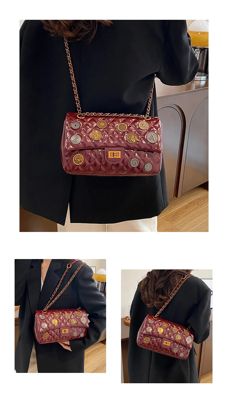Stylish Leather Crossbody Bag for Women Ladies Luxury Brand Famous Designer Handbag Classic Elegant Fashion Accessory