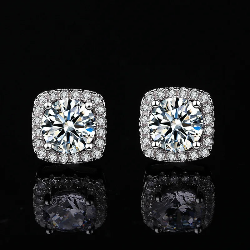 New 925 Sterling Silver Earrings 2CT 5A Zircon for Women Luxury Wedding Engagement Jewelry Stud Earrings Party Gifts