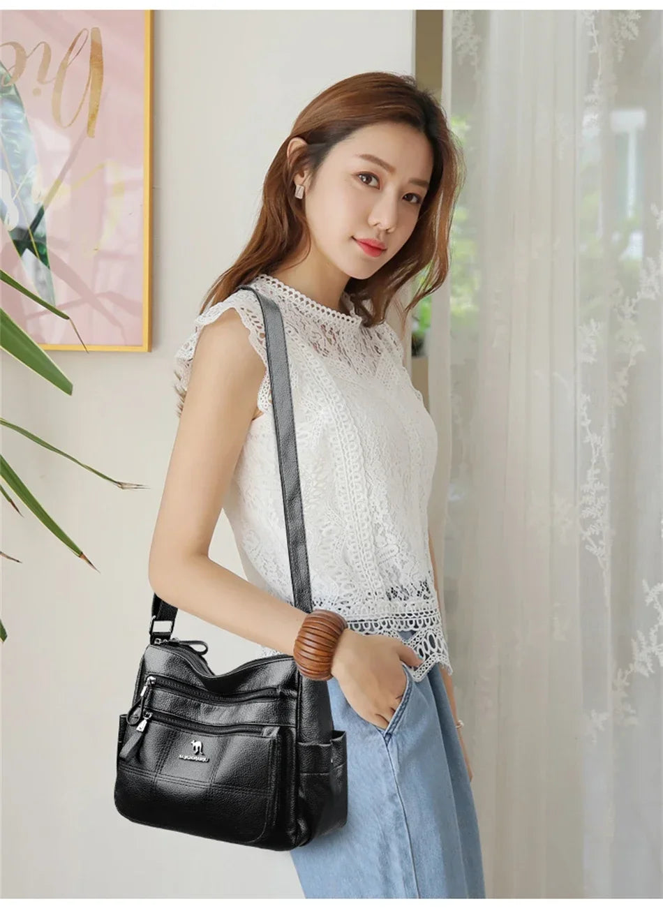 High Quality Soft Leather Luxury Purses and Handbags Women's Bag Designer Multi-pocket Crossbody Shoulder Bag for Women 2024 Sac