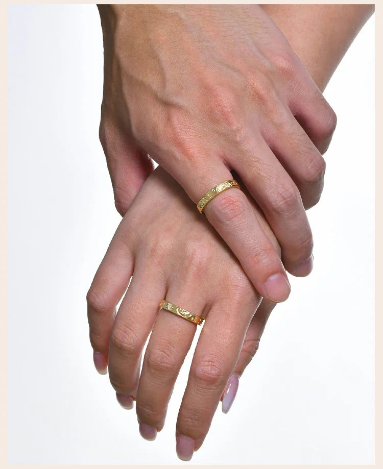 Adjustable Sun and Moon Couple Promise Ring, Boyfriend Girlfriend Matching Band, Price for Pair