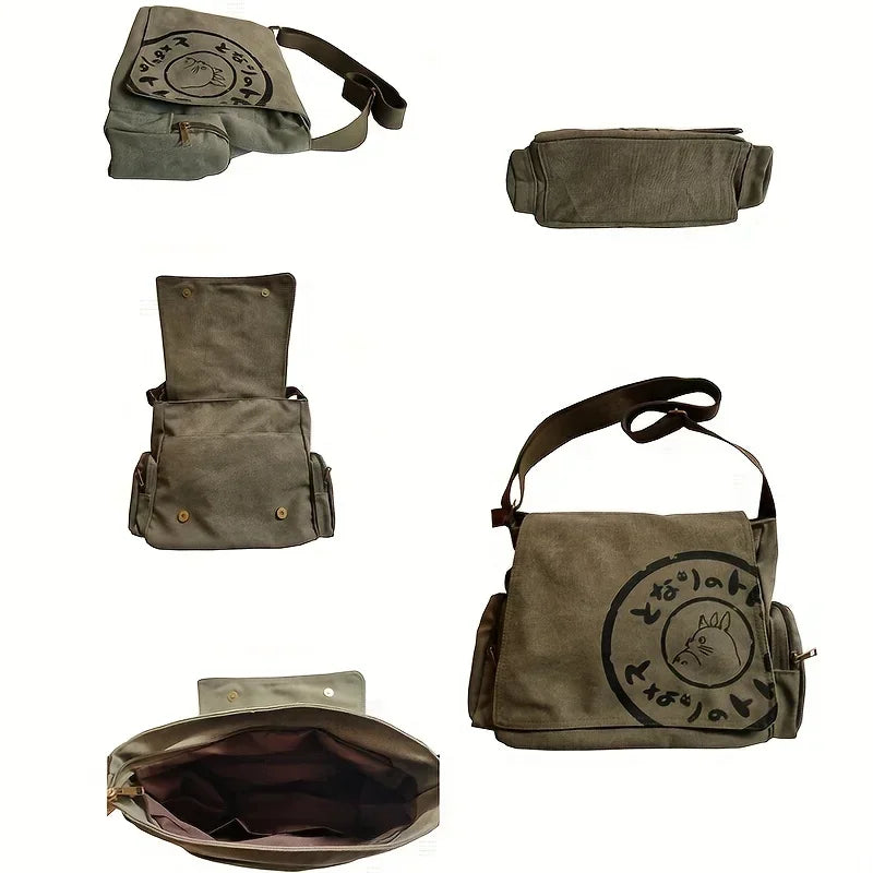 Women's Canvas Shoulder Bag Large Capacity Crossbody Bag Cartoon Messenger Tote Bag Bags Bags