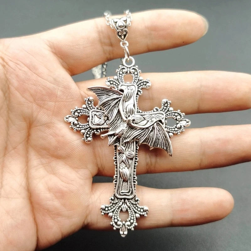 652F Cross Pendant Necklace Cross Choker Gothic Cross Necklaces Pendant Choker Party Accessories Perfect Gift for Women Girls