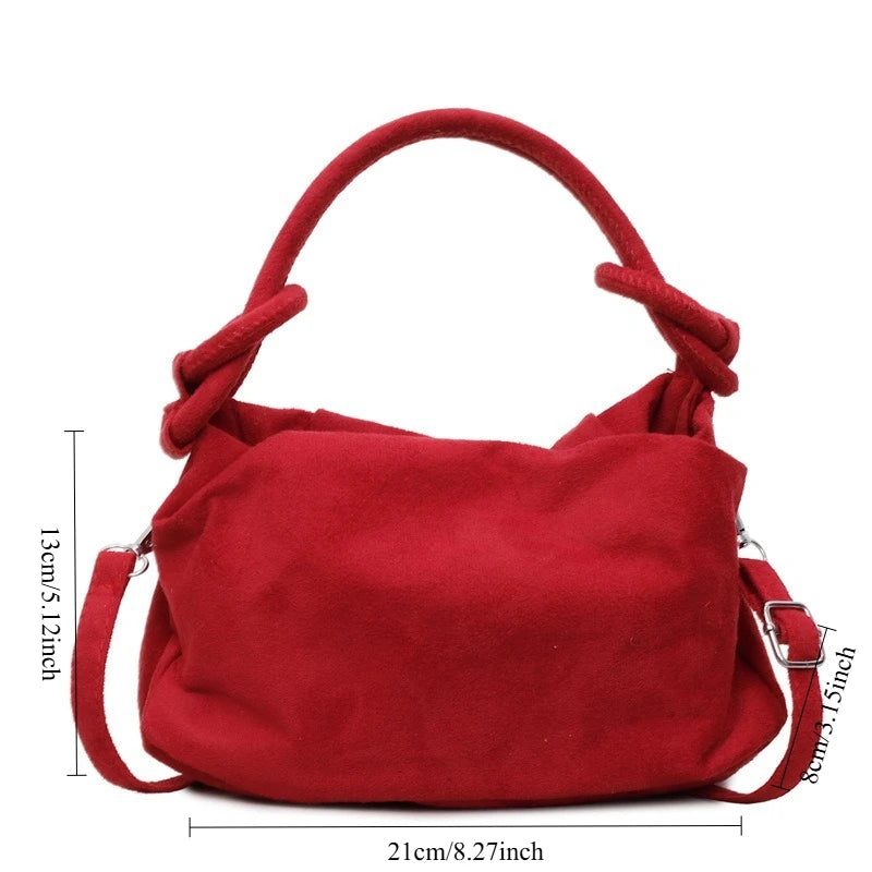 Suede Shoulder Bag Unique Niche Design Fashion Versatile Portable Messenger Bag