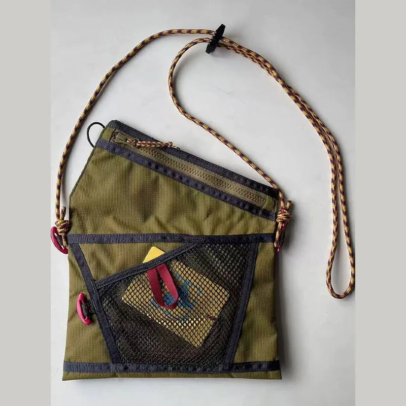 Ultra-Light Unisex Crossbody Shoulder Bag,Hollow Mesh Contrast Color Men Riding Travel Messenger Bag,Women Waterproof Sling Bag