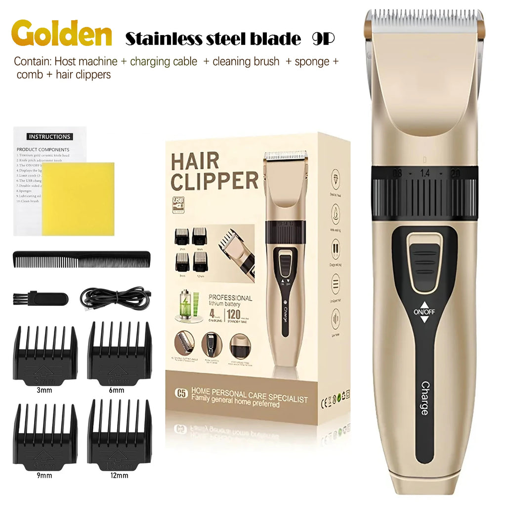 Professional Home Electric Hair Clipper Set with Digital Display, USB Fast Charging, Ceramic Blades & Long Battery Life