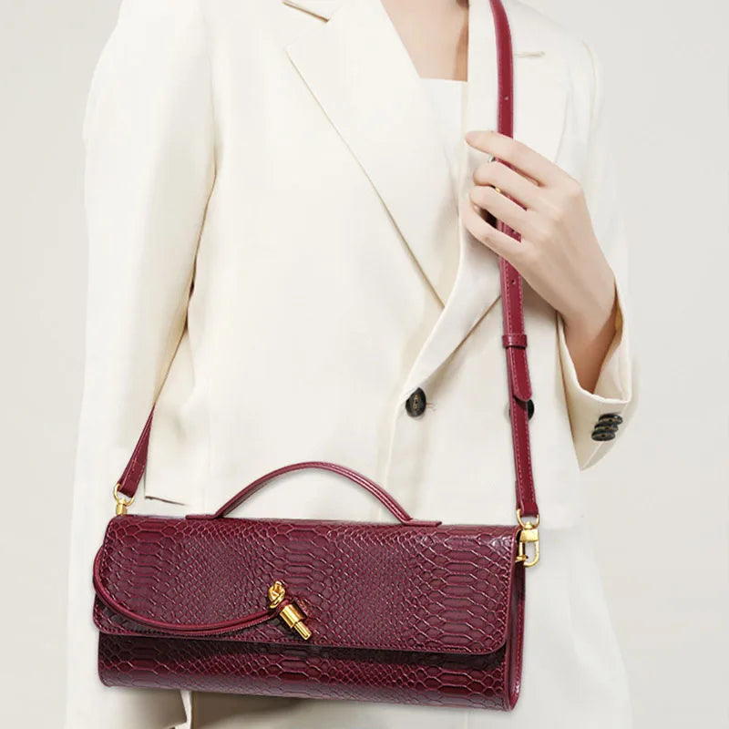 Luxury Design Top-Handle Bag For Women Evening Handbag Long Purse, Crocodile Pattern Crossbody Shoulder Bags Fashionable Outfits