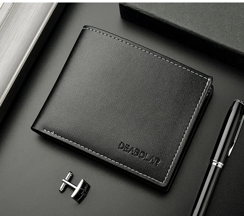 Minimalist Bifold Multi Male Card Holder High Quality PU Leather Men's Short Wallet With ID Window Folding Young Credit Purse