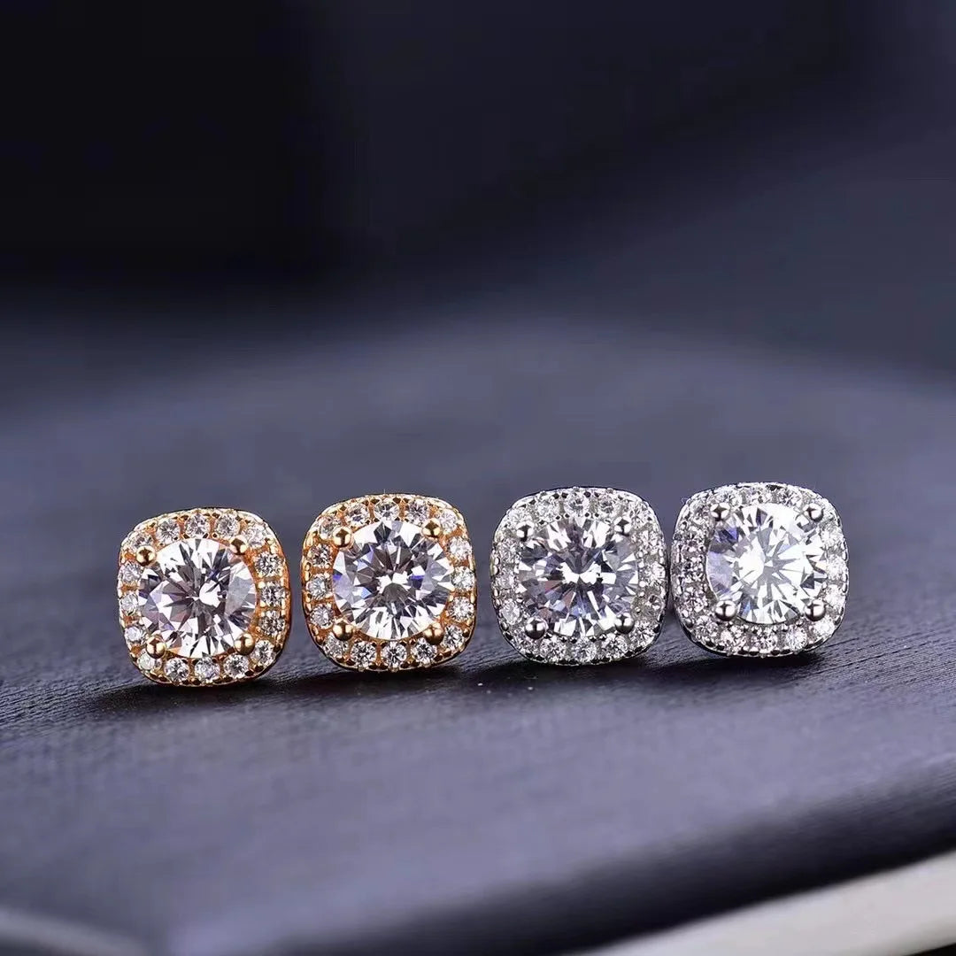 Zircon Earring Stud for Women And Men S925 Sterling Silver 18K Plating Earrings D Color VVS1 As Shinning As Diamond Jewelry