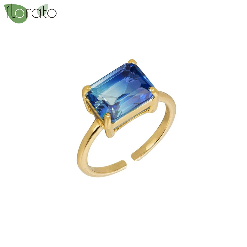 Luxury 18K Gold Adjustable Ring for Women Colored Moissanite Rings Delicate Engagement Rings Bridal Wedding Statement Jewelry