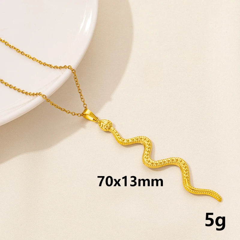 New Ladies Snake Necklace Stainless Steel Stylish Animal Pendant Necklace Statement Simple Style Fashion Women Birthday Jewelry