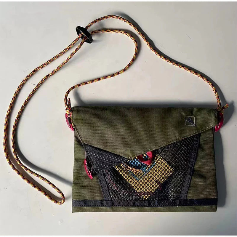 Ultra-Light Unisex Crossbody Shoulder Bag,Hollow Mesh Contrast Color Men Riding Travel Messenger Bag,Women Waterproof Sling Bag