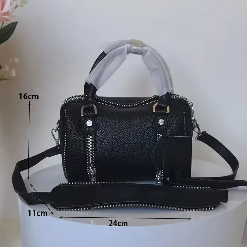 2026 New High-Quality Fashion Women's Shoulder Bag Black PU Leather Vintage Crossbody Bag Luxury Design Casual Handbag