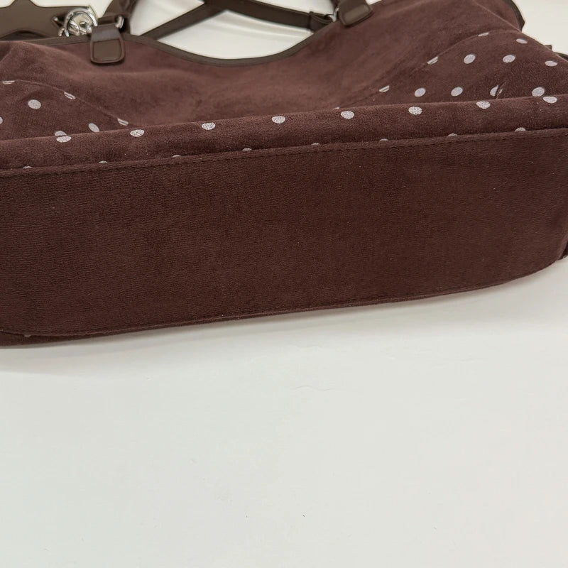 Polka Dot Suede Shoulder Bag Women Stylish Brown Slouchy Tote Drawstring Design Magnetic Buckle Underarm Bag With Star Pendant