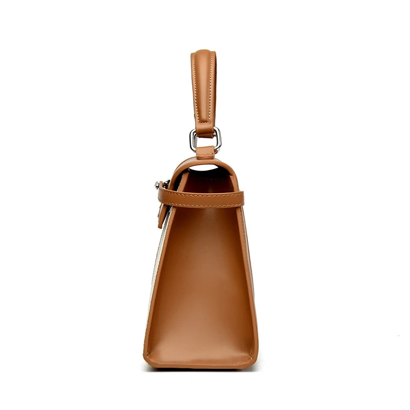 Luxury High-end Brand Handbag For Women Canvas Stitching Leather Silver Button Tote Bag Jw Large Capacity Banquet Shoulder Purse