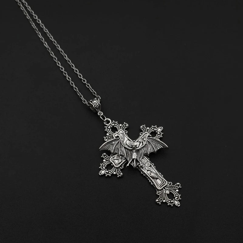 652F Cross Pendant Necklace Cross Choker Gothic Cross Necklaces Pendant Choker Party Accessories Perfect Gift for Women Girls