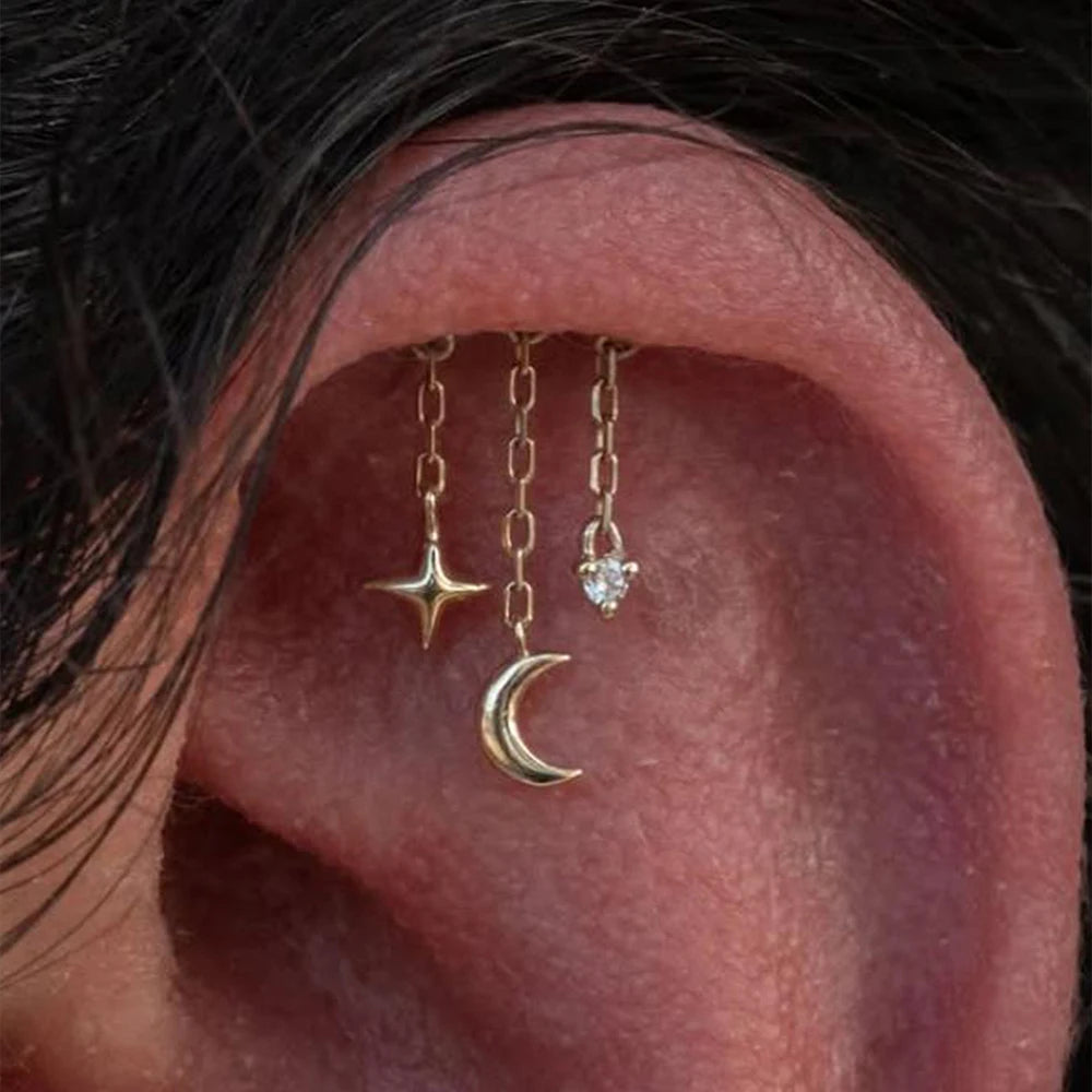 Aide 1pc 925 Sterling Silver DIY Handmake Zircon Studs For Women Flat Head Threaded Puncture Crystal Ear Bone Studs Ins Jewelry