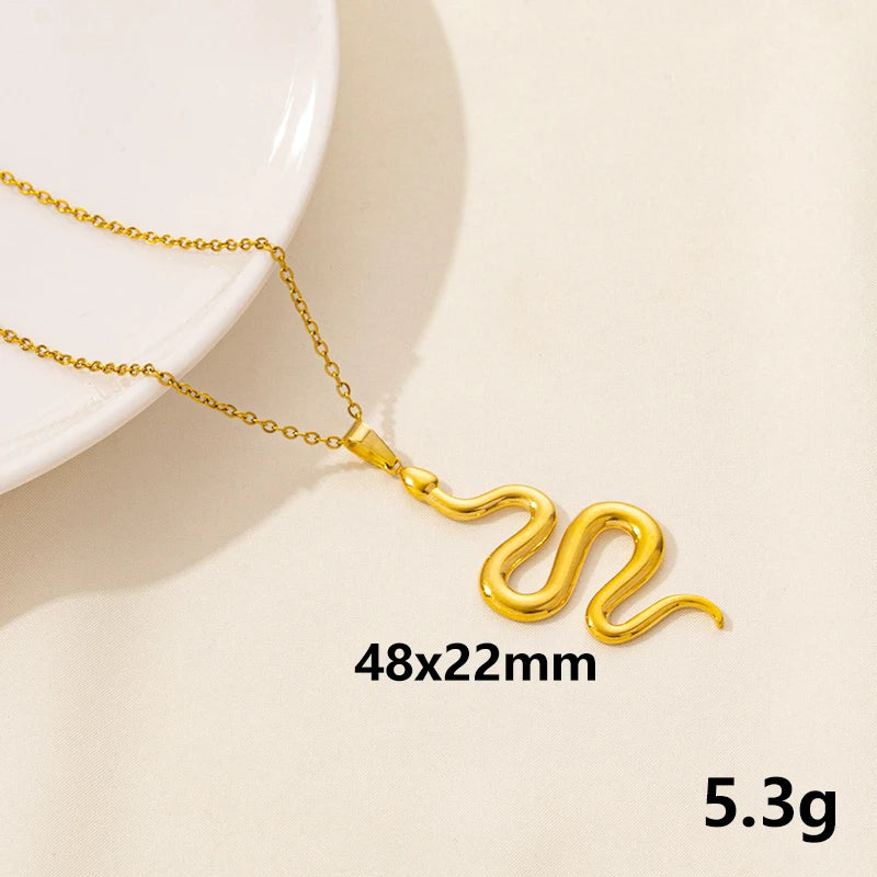 New Ladies Snake Necklace Stainless Steel Stylish Animal Pendant Necklace Statement Simple Style Fashion Women Birthday Jewelry