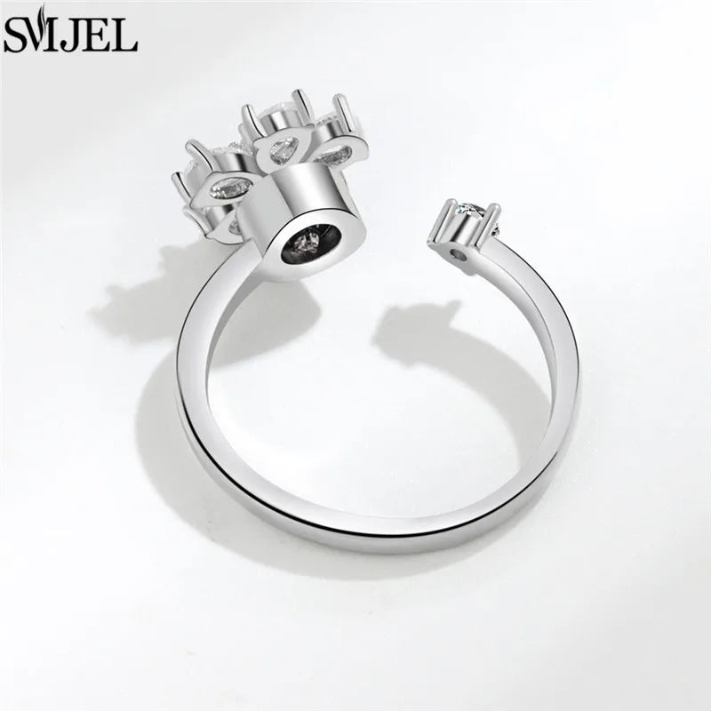 Luxury Rotating Anxiety Animal Rings for Women Spinner Fidgets Cute Flower Heart Dragonfly Anti Stress Ring Wedding Jewelry