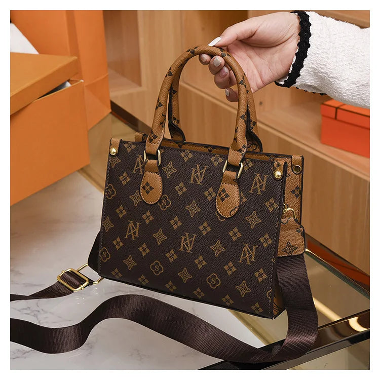 Elegant Ladies Handbag Retro Printed Crossbody Bag for Women Luxury Designer Leather Material Messenger Handbag for Travel