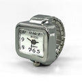 Fashion Adjustable Time Real Watch Rings for Men Women Square Dial Stainless Steel Punk Hiphop Jewelry Mini Battery Clock Gifts