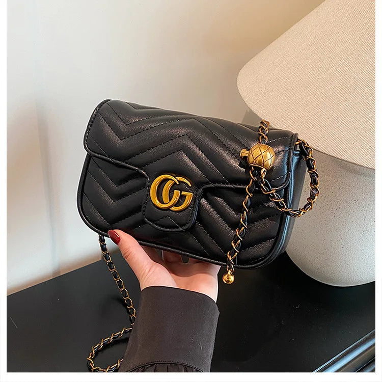 Fashion Design Women's Small Square Stylish Handbag Luxury Chain Crossbody Shoulder Handbags Luxury Embroidered Check Square Bag