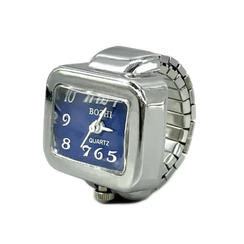 Fashion Adjustable Time Real Watch Rings for Men Women Square Dial Stainless Steel Punk Hiphop Jewelry Mini Battery Clock Gifts