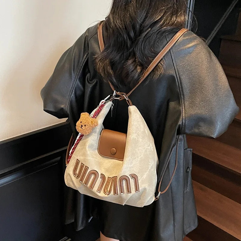 2026 Brown Suede Convertible Tote Backpack, Large Capacity 3-in-1 Work Bag, Adjustable Crossbody Shoulder Bag for Women Commute