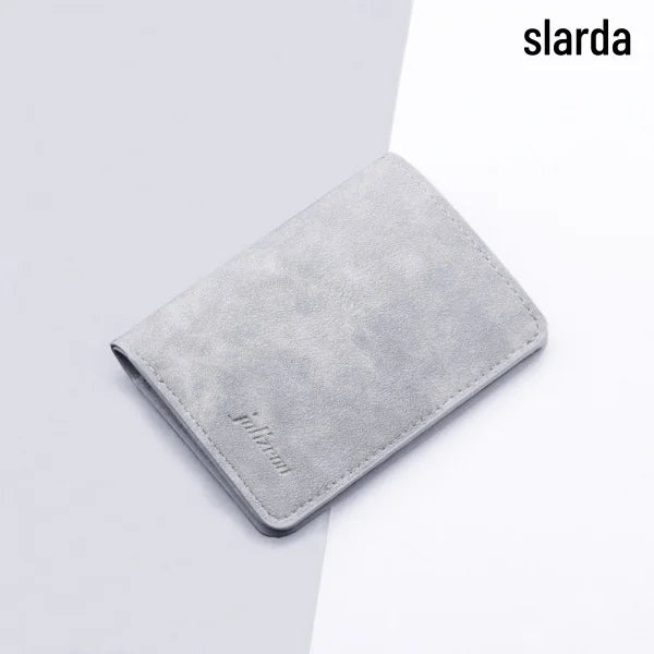 Ultra-Thin Mini Wallet Card Holder Unisex Design for Men Women Multifunctional with License/ID Vertical Leather Case for Storage