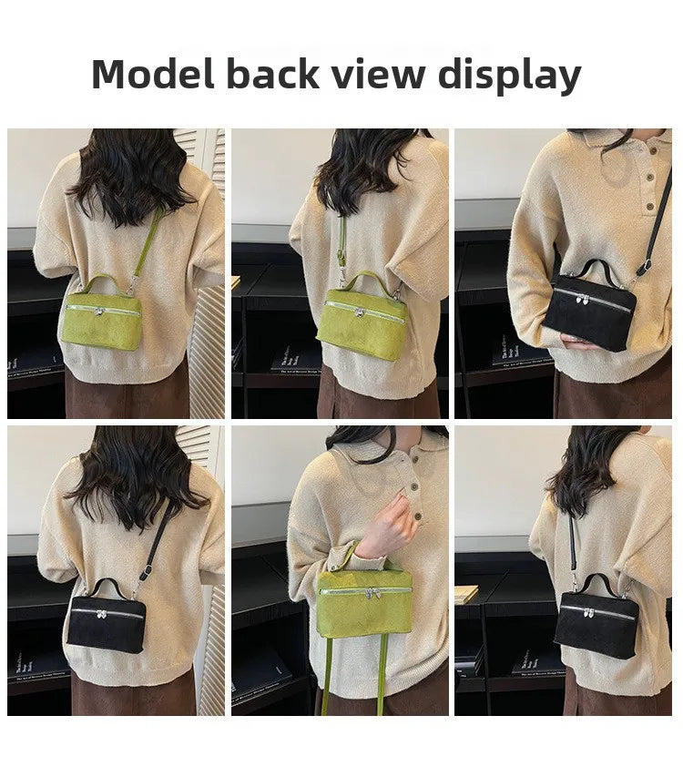 Autumn Winter Premium Suede Tote Bag Texture Simple and Versatile Crossbody Shoulder Bag Retro Vintage Stylish Lunch Box Bag