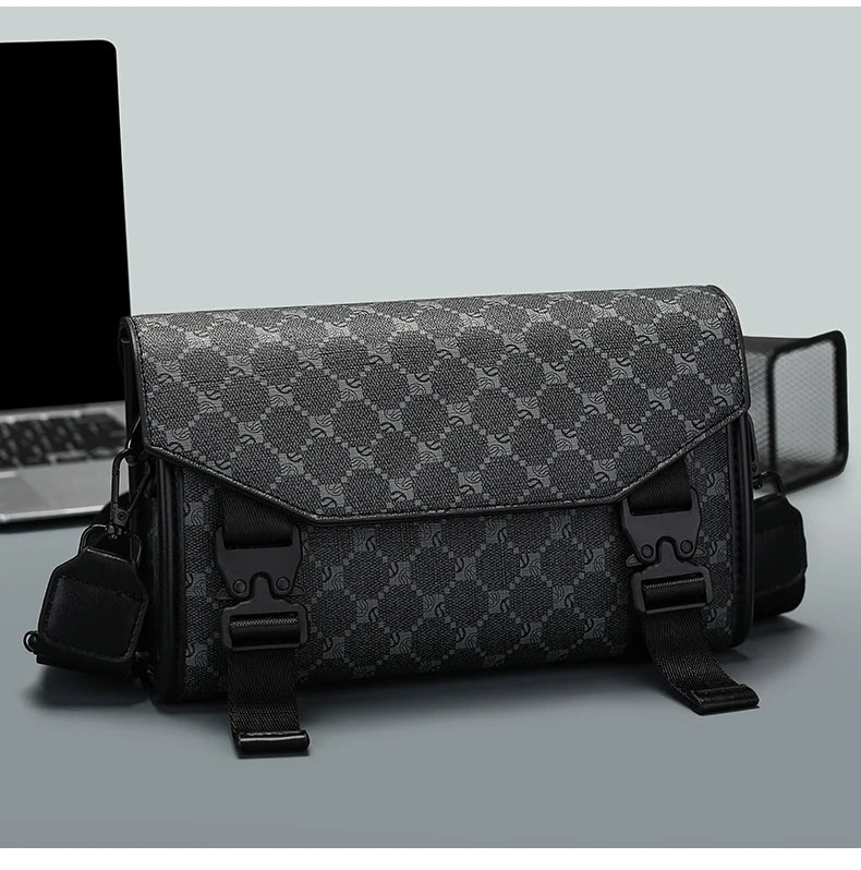 2026 New Design Shoulder Bag Men Crossbody Bag Fashion Business PU Leather Shoulder Bag Male Mobile Phone Bag Purses Handbags