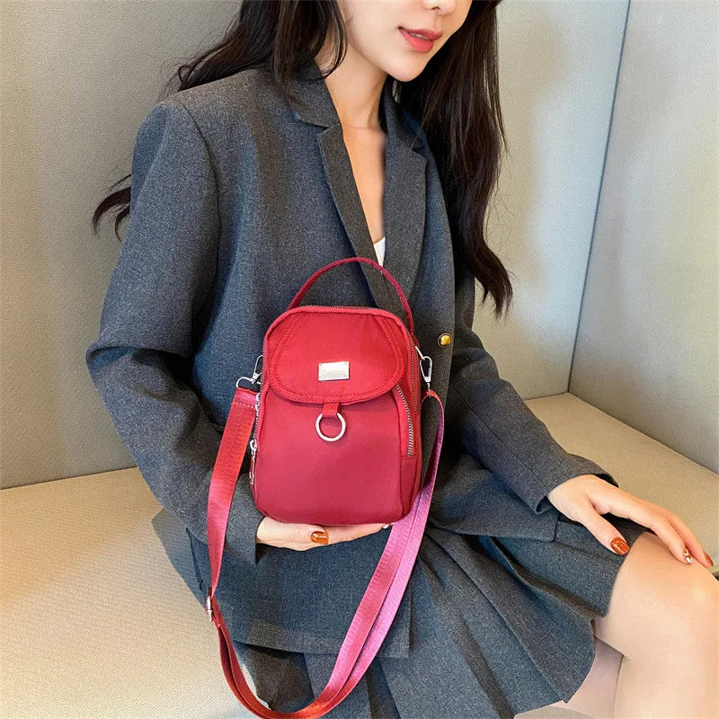 Fashion Simple Oxford Women's Crossbody Bag with Multiple Zipper Pockets Casual Mini Shoulder Bag with Chic Design for Daily Use