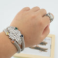 Luxury Bracelet Rings Dubai France Female 18k Gold Color Bangles For Women Bride Bangles Wedding Bracelet with Rings
