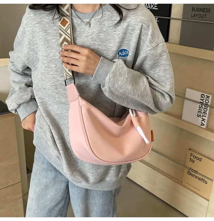 Fashion Crossbody Bag Simple Wide Shoulder Strap Design Single Shoulder Bag Original Style Commuting Dumpling Women Bag